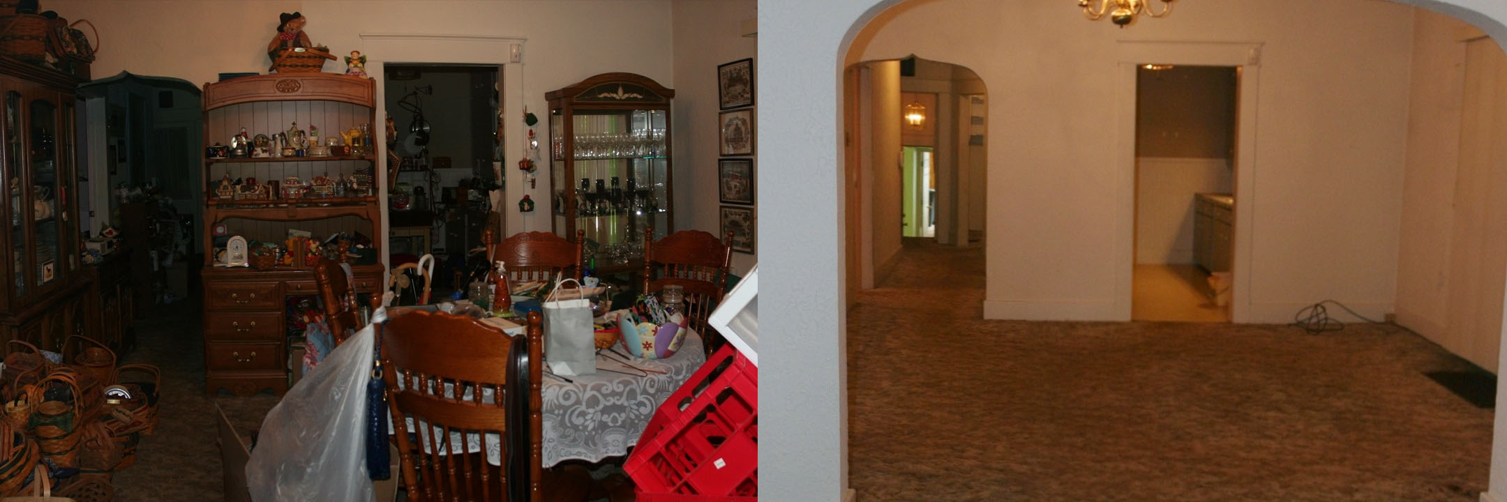 before and after of a dining room in Kokomo IN