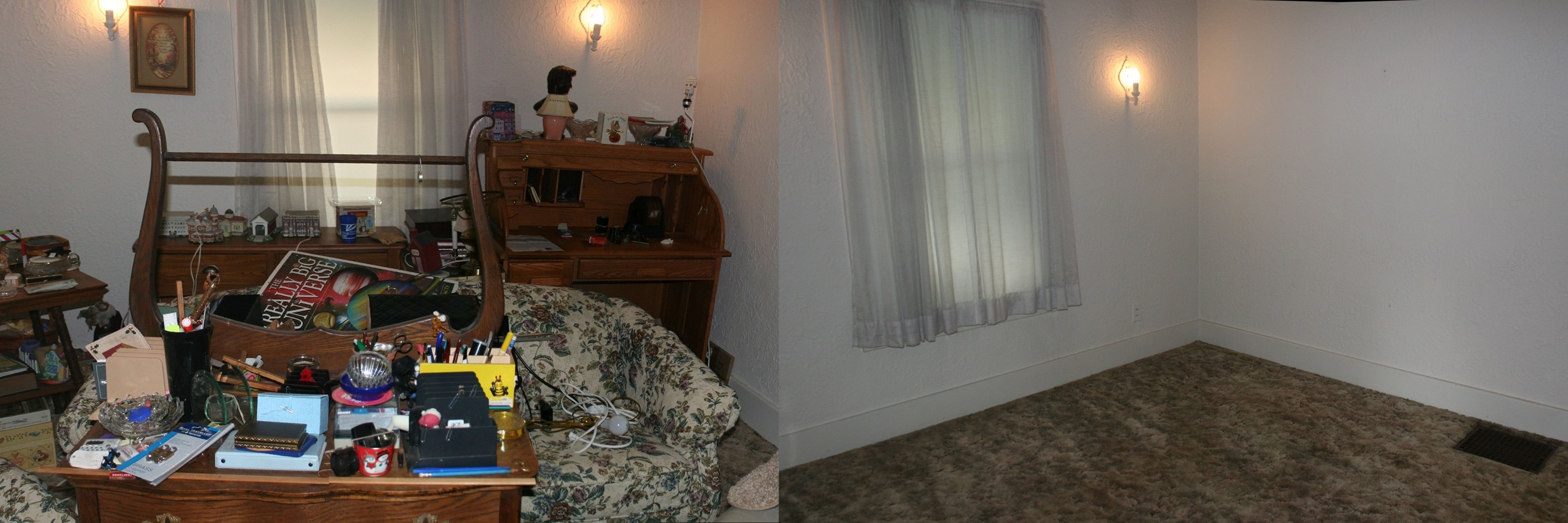 before and after of a living room in Kokomo IN